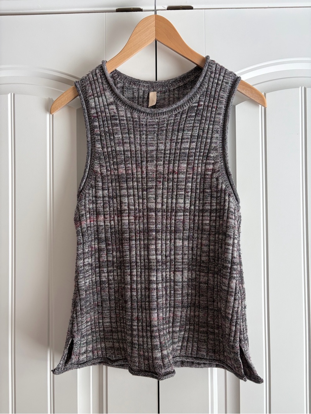 Pilcro Ribbed Marled Ribbed Knit Sleeveless Tank Top Gray Purple Women's Size L